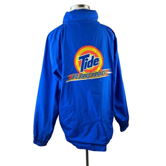 Unknown Other - Tide Downy Jacket Blue Nylon Embroidered Full Zip Shell Windbreaker Men's XL